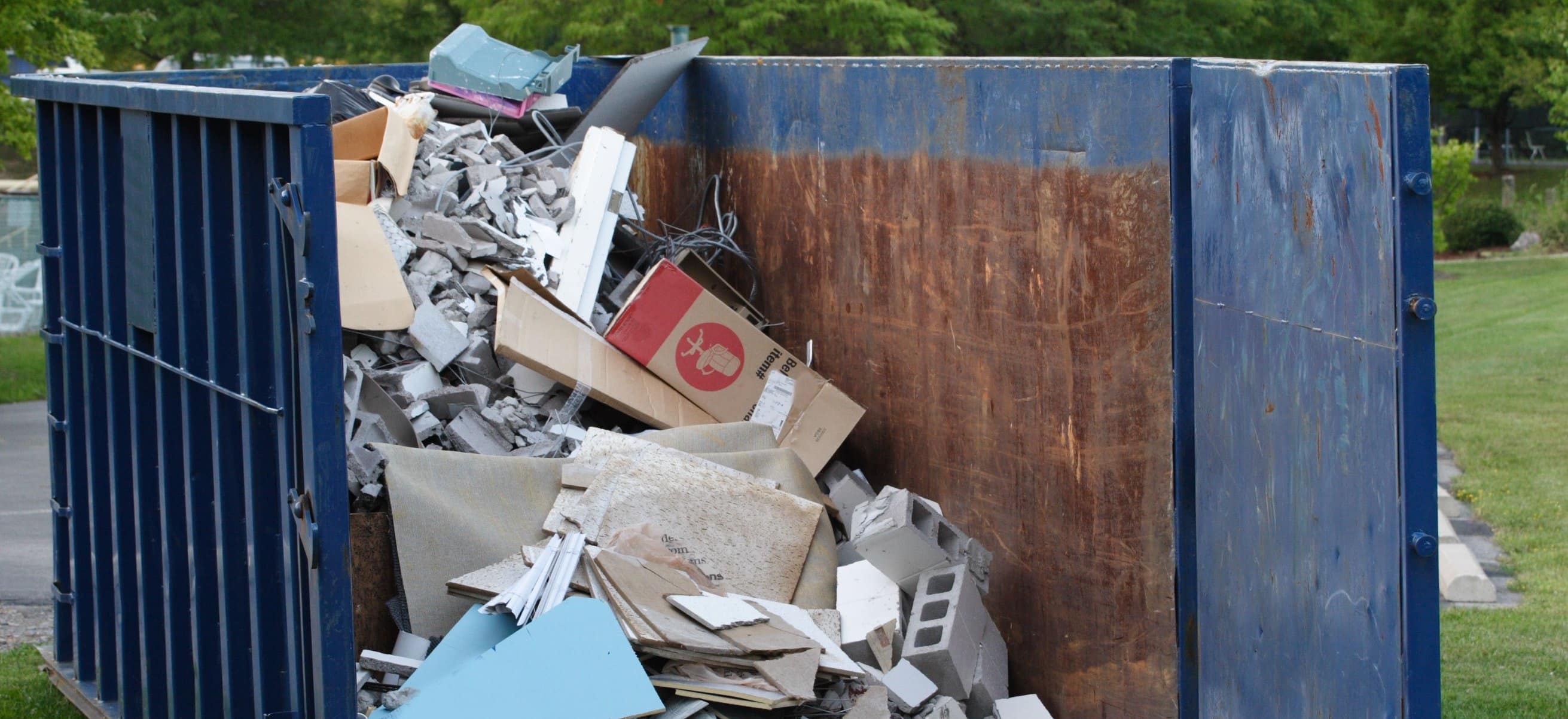 Dumpster with construction debris
