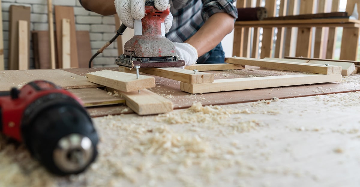 Carpenter working on wood craft