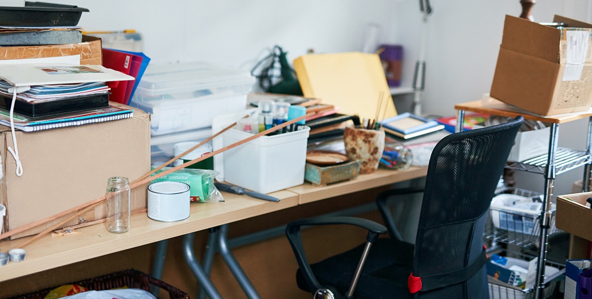 Cluttered office room